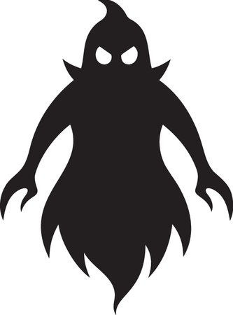 Black silhouette of a scary monster isolated on white background. Vector illustration.のイラスト素材