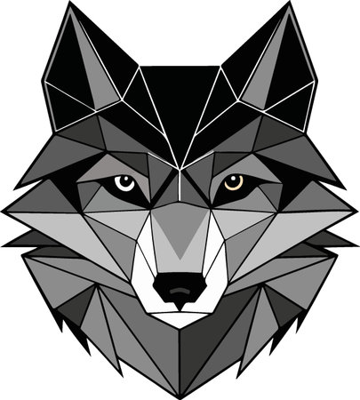 Black and white wolf head isolated on white background. Vector illustration.のイラスト素材