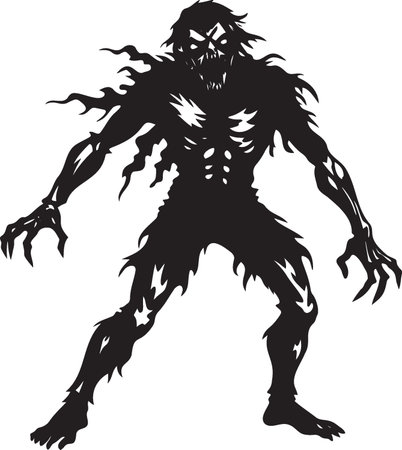 Zombie.Vector illustration ready for vinyl cutting. Isolated on white backgroundのイラスト素材