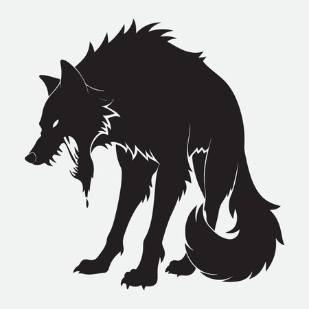 silhouette of a wolf on a white background, vector illustrationのイラスト素材