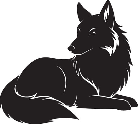 Black and White Dog.Vector illustration ready for vinyl cutting. Isolated on white background.のイラスト素材