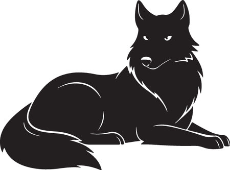 Black Wolf.Vector illustration ready for vinyl cutting on white background.のイラスト素材