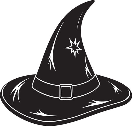 Witch Hat.Vector illustration ready for vinyl cutting on white background.のイラスト素材