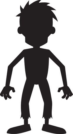 Zombie boy silhouette isolated on a white background. Vector illustration.のイラスト素材