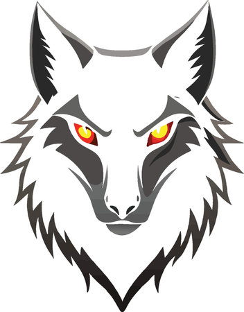 Illustration of a wolf head viewed from front set inside shield crest on isolated white background done in cartoon style.のイラスト素材
