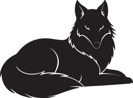 Black Wolf.Vector illustration ready for vinyl cutting on white background.のイラスト素材