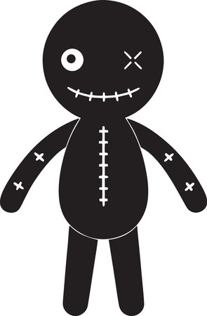 Voodoo doll isolated on a white background. Halloween vector illustration.のイラスト素材