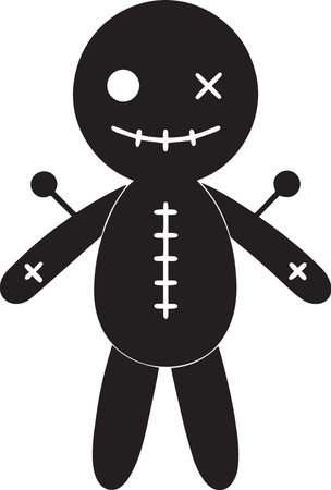 Voodoo doll with crossbones isolated on white background. Vector illustration.のイラスト素材