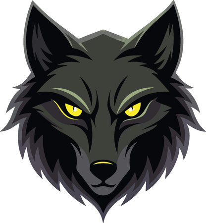 Illustration of a wolf head facing front set on isolated white background done in cartoon style.のイラスト素材
