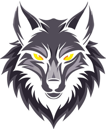 Illustration of a wolf head viewed from front set inside circle on isolated white background.のイラスト素材