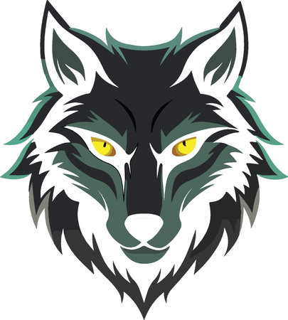 Illustration of a wolf head facing front set inside circle on isolated white background done in cartoon style.のイラスト素材