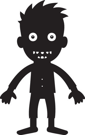 Cartoon zombie isolated on a white background. Halloween vector illustration.のイラスト素材