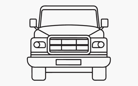 Pickup truck line icon. Vector illustration. Flat design style.のイラスト素材