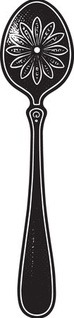 Black and White Kitchen Spoon.Vector Illustration ready for vinyl cutting.のイラスト素材