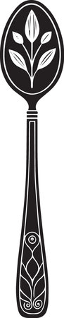 The stylized image of a black spoon on a white background.のイラスト素材
