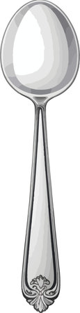 Silver spoon on a white background. Vector illustration in a flat style.のイラスト素材