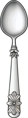 Silver spoon with a bow on a white background. Vector illustration.のイラスト素材