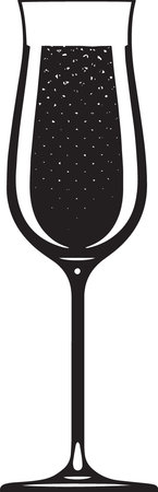 Champagne glass with bubbles. Vector illustration isolated on white background.のイラスト素材