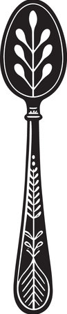 Spoon with Leaf.Vector Illustration ready for vinyl cutting.のイラスト素材