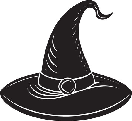Witch Hat.Vector illustration ready for vinyl cutting and tattooing.のイラスト素材