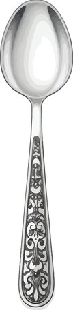 Silver spoon isolated on a white background. Vector illustration for your design.のイラスト素材