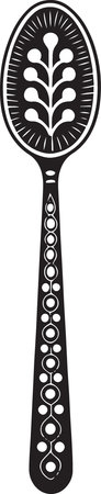 Silhouette of a metal spoon with a pattern on a white backgroundのイラスト素材
