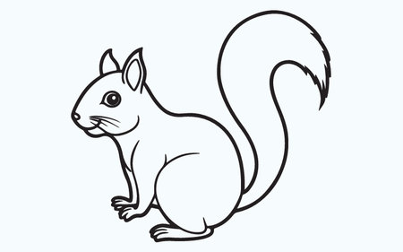 Vector image of a squirrel on a light blue background, hand drawingのイラスト素材