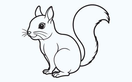 Illustration of a squirrel in black and white. Vector illustration.のイラスト素材