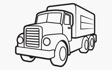 Truck icon in outline style isolated on white background vector illustration.のイラスト素材
