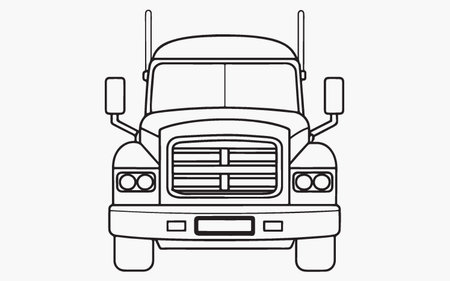 Vector illustration of a classic american truck. Outline style.のイラスト素材