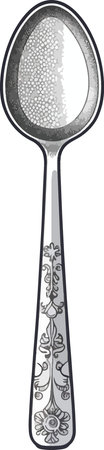 Illustration of a silver spoon with ornament on a white background.のイラスト素材