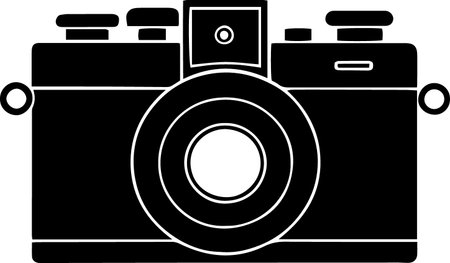 Retro Camera Icon Isolated on White Background. Vector Illustrationのイラスト素材