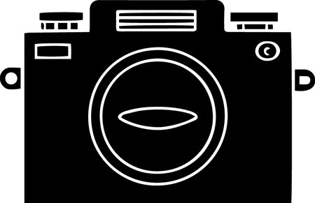 Black Camera Icon Isolated on White Background, Vector Illustration.のイラスト素材