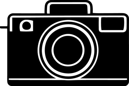 Black line Photo camera icon isolated on white background. Foto camera icon. Vector Illustrationのイラスト素材