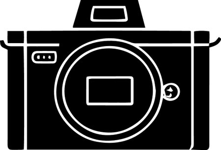 Black line Photo camera icon isolated on white background. Vector Illustrationのイラスト素材