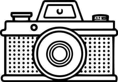 Retro Camera Icon Isolated on White Background. Vector Illustrationのイラスト素材