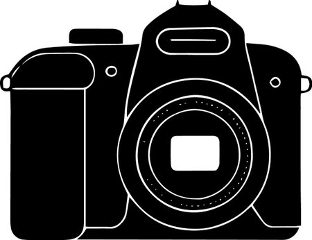 Black and white photo camera isolated on white background. Vector illustration.のイラスト素材