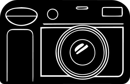 camera icon isolated on white background. black and white vector illustration.のイラスト素材