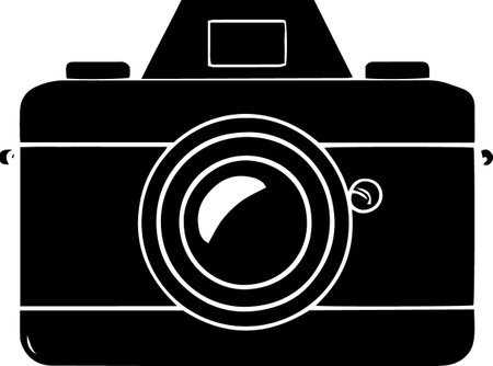 Black silhouette of a camera on a white background. Vector illustration.のイラスト素材