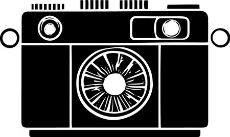 Illustration of a retro camera on a white background, vector illustrationのイラスト素材