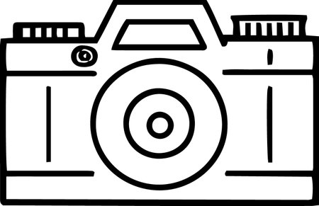 Black line Photo camera icon isolated on white background. Vector Illustrationのイラスト素材