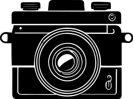 Retro Camera. Vector Illustration Isolated on White Background.のイラスト素材