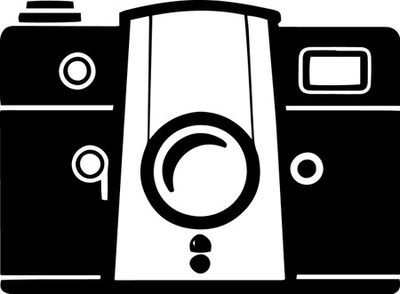 Black Camera Icon Isolated on white background. Vector Illustration.のイラスト素材