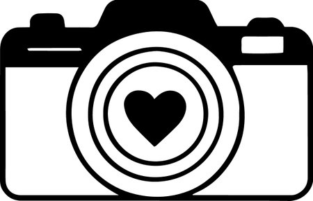 Camera with heart icon isolated on white background. Vector Illustration.のイラスト素材