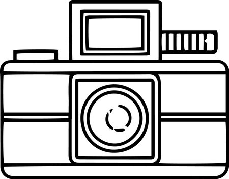 Black and White Camera Icon Isolated on a White Background. Vector Illustrationのイラスト素材