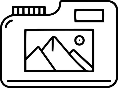 Black line Photo camera icon isolated on white background. Vector Illustrationのイラスト素材