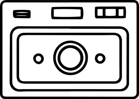 Black line Photo camera icon isolated on white background. Foto camera icon. Vector Illustrationのイラスト素材
