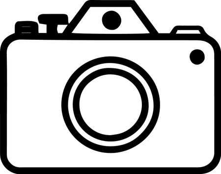 Black line Photo camera icon isolated on white background. Foto camera icon. Vector Illustrationのイラスト素材