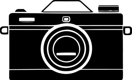 Illustration of a camera isolated on a white background done in retro style.のイラスト素材