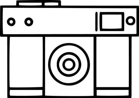 Outline of a film camera on a white background, vector illustrationのイラスト素材